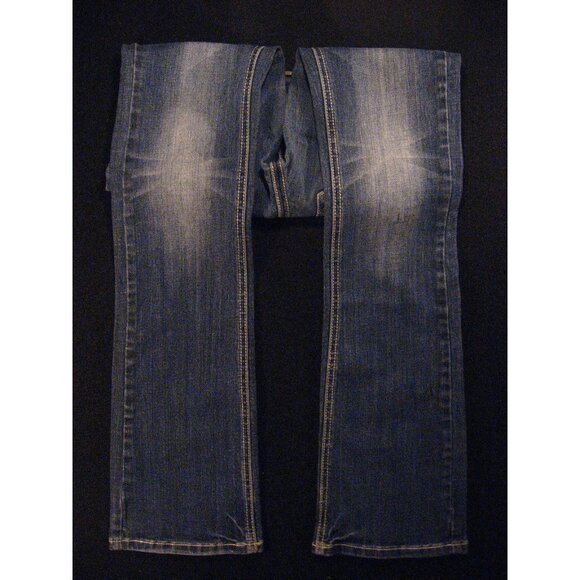 LA Idol USA Womens Jeans Blue Low-Rise Distress 1 Bootcut Flare Rhinestone - Picture 5 of 11